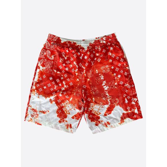 Louis Vuitton Red Bleached Bandana Monogram Swim Shorts - Picture 1 of 8